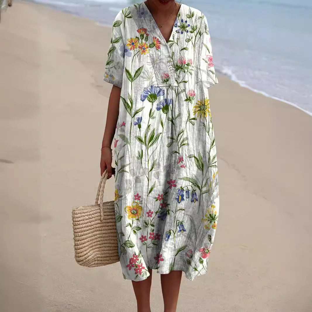 Women's Mid-Length Dress for Warm Season Occasions