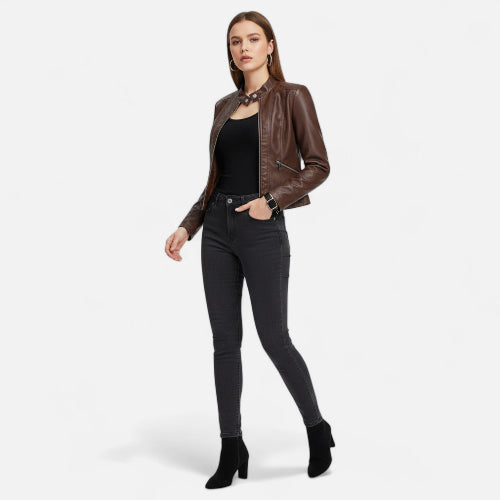 Women's Moto Jacket for Spring and Autumn Wear