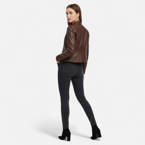 Women's Moto Jacket for Spring and Autumn Wear