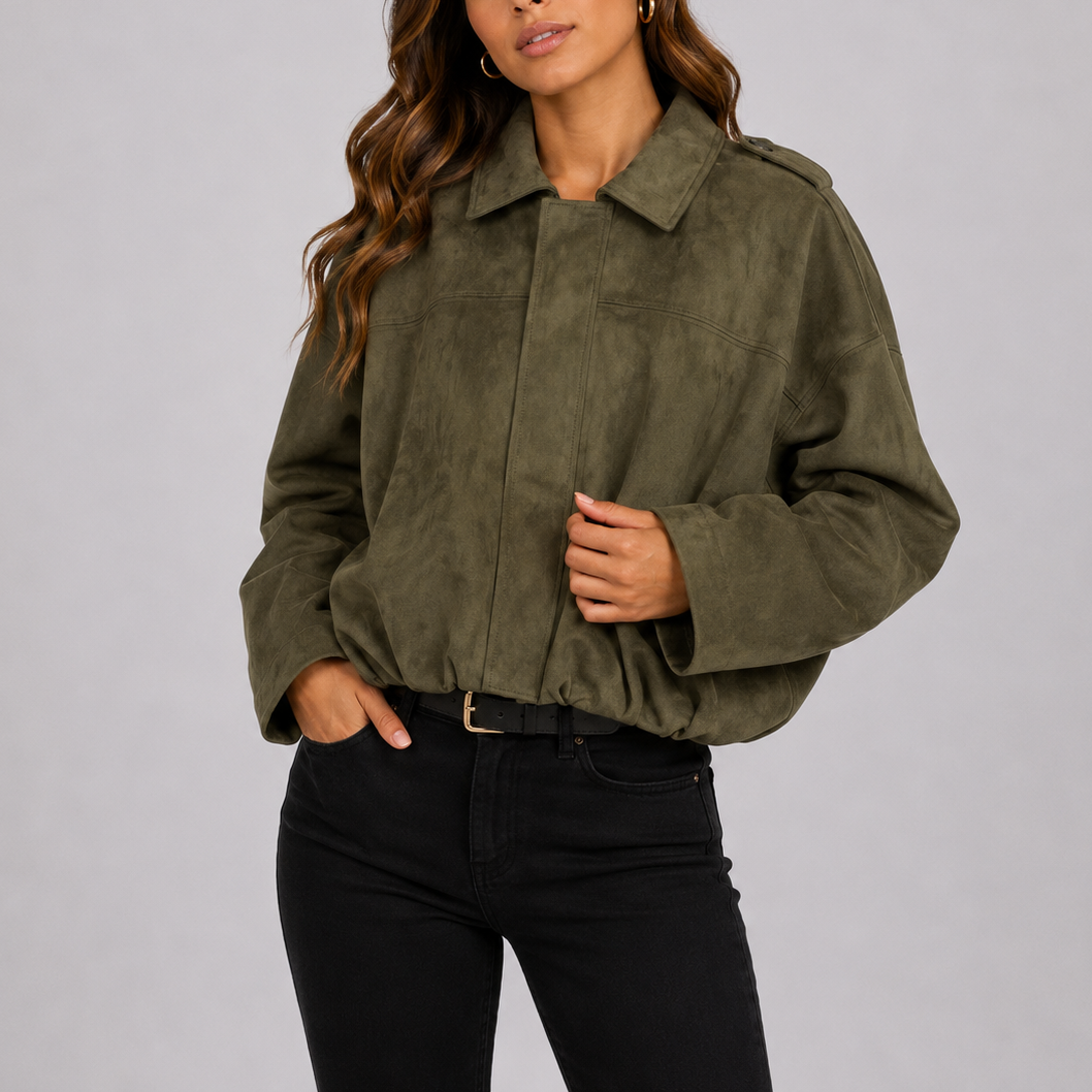 Women's Oversized Collared Utility Jacket for Everyday Wear
