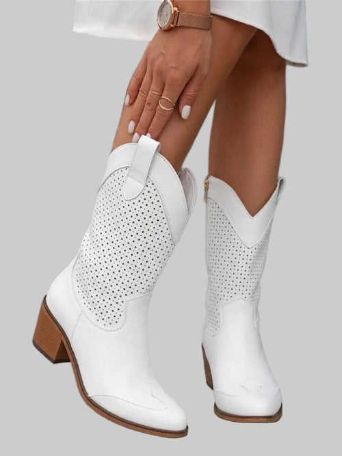 Women's Perforated Boots for Spring Outings