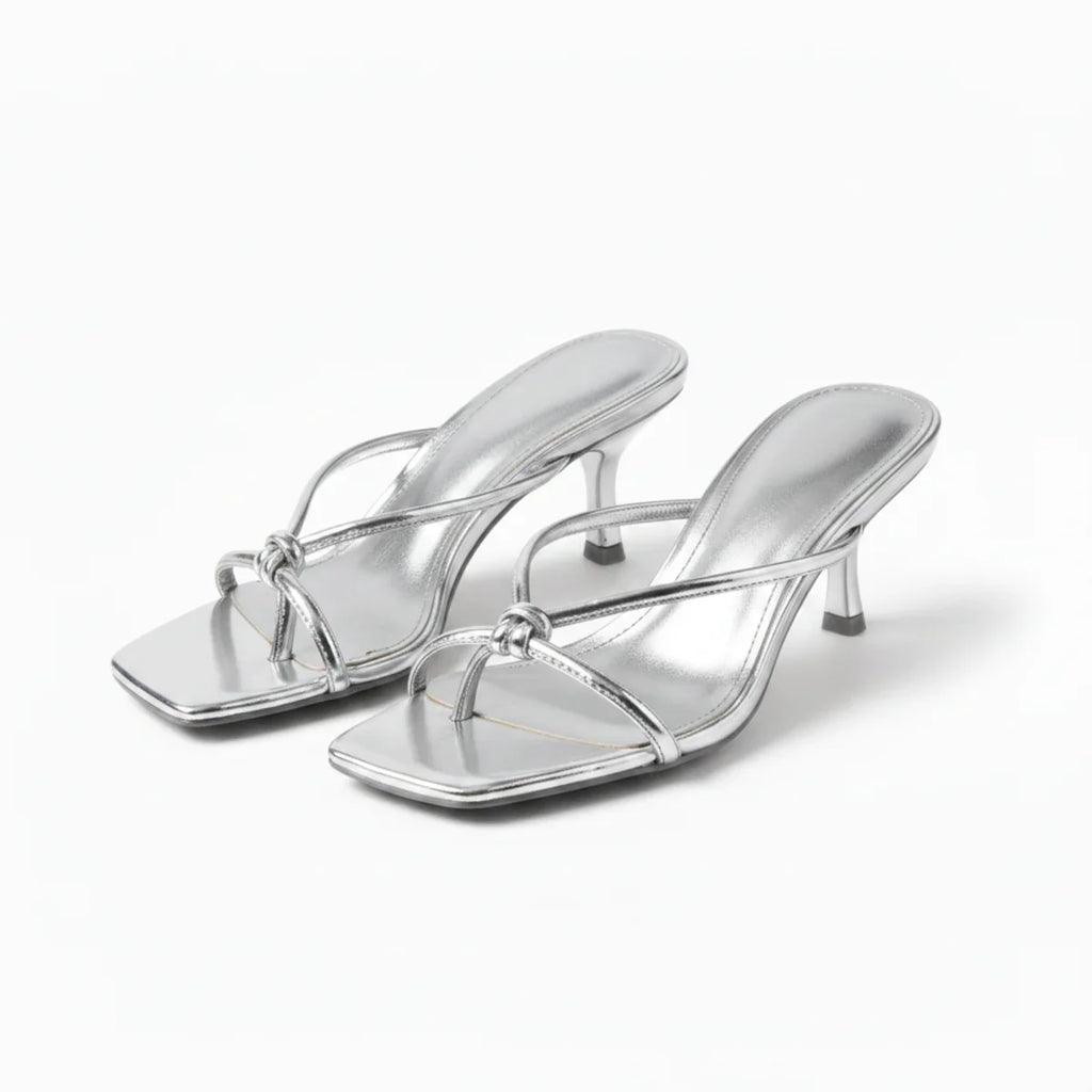 Women's Strappy Heeled Sandals with Open Toe Accents
