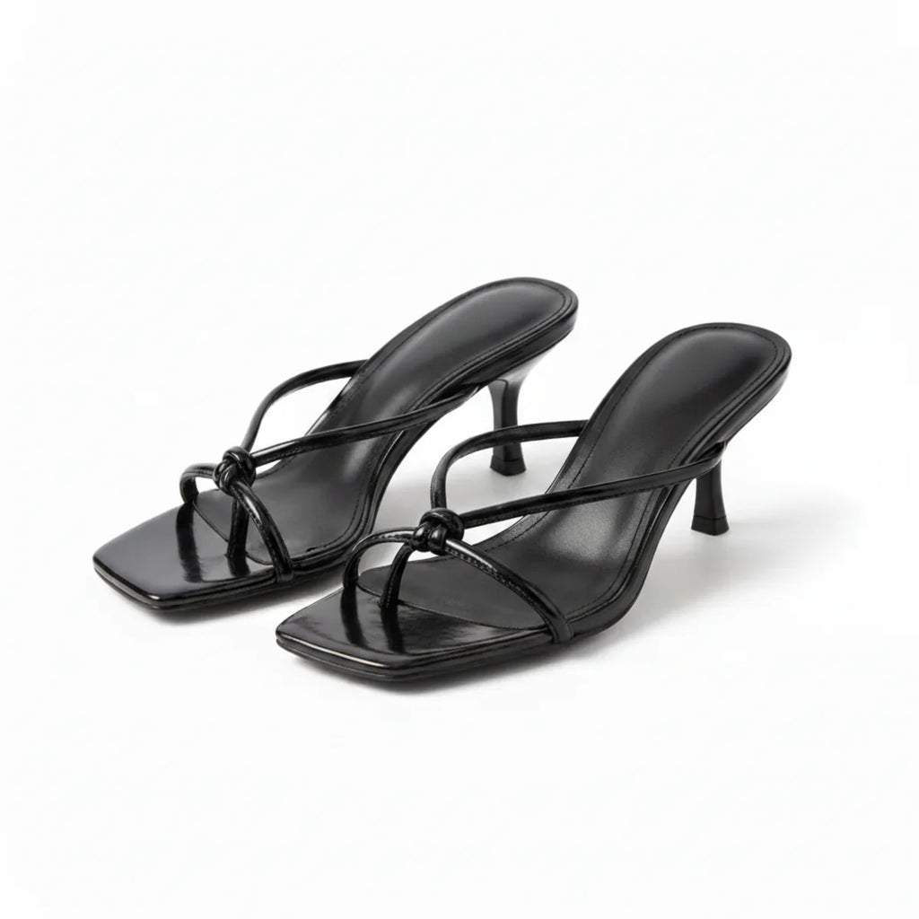 Women's Strappy Heeled Sandals with Open Toe Accents
