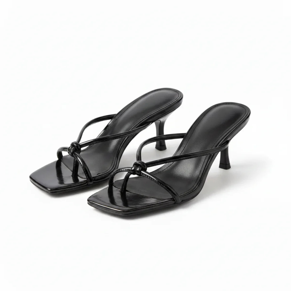 Women's Strappy Heeled Sandals with Open Toe Accents