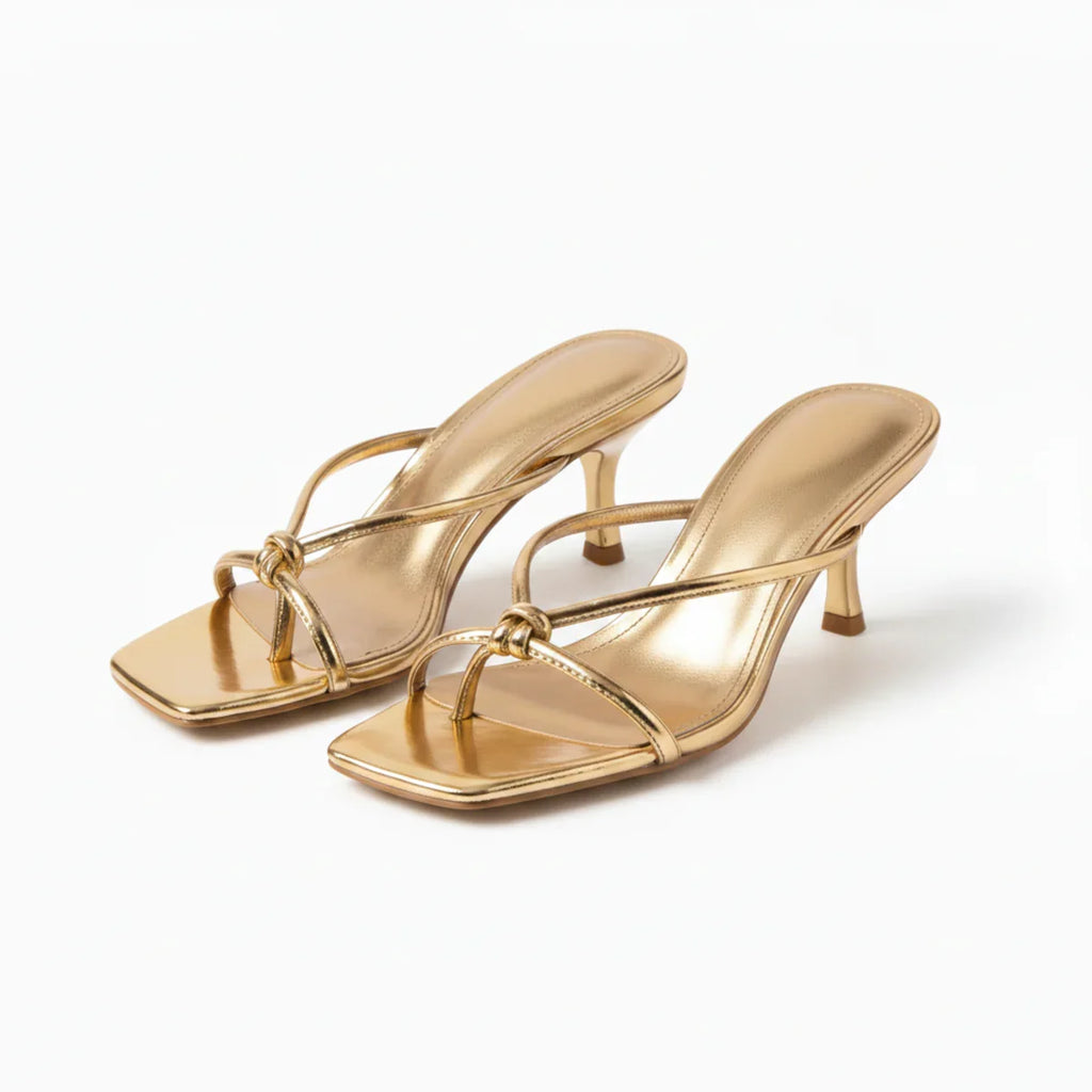 Women's Strappy Heeled Sandals with Open Toe Accents