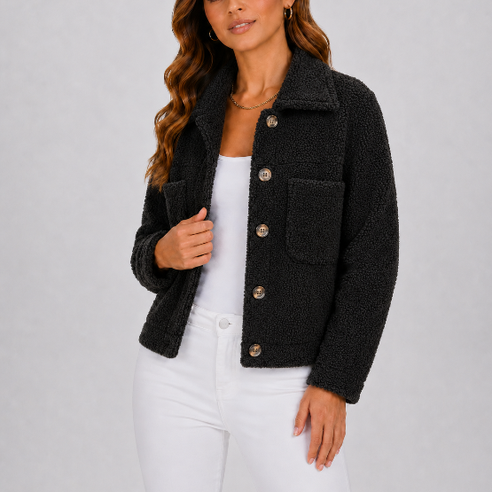 Women's Textured Button Front Casual Jacket Everyday Wear