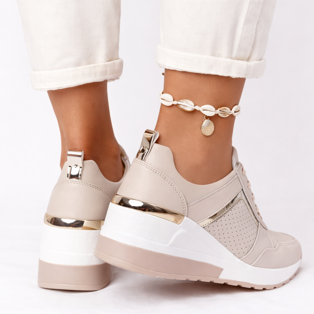 Women's Wedge Sneakers with Lace-Up Panels for Spring