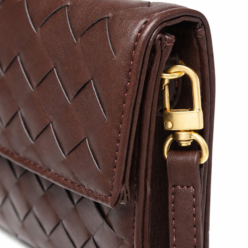 Women's Woven Handbag with Shoulder Strap and Handle