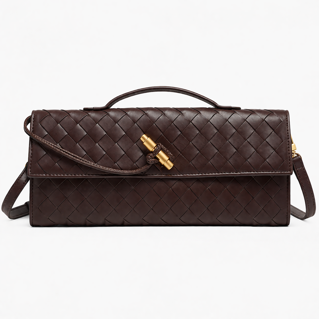 Women's Woven Handbag with Shoulder Strap and Handle