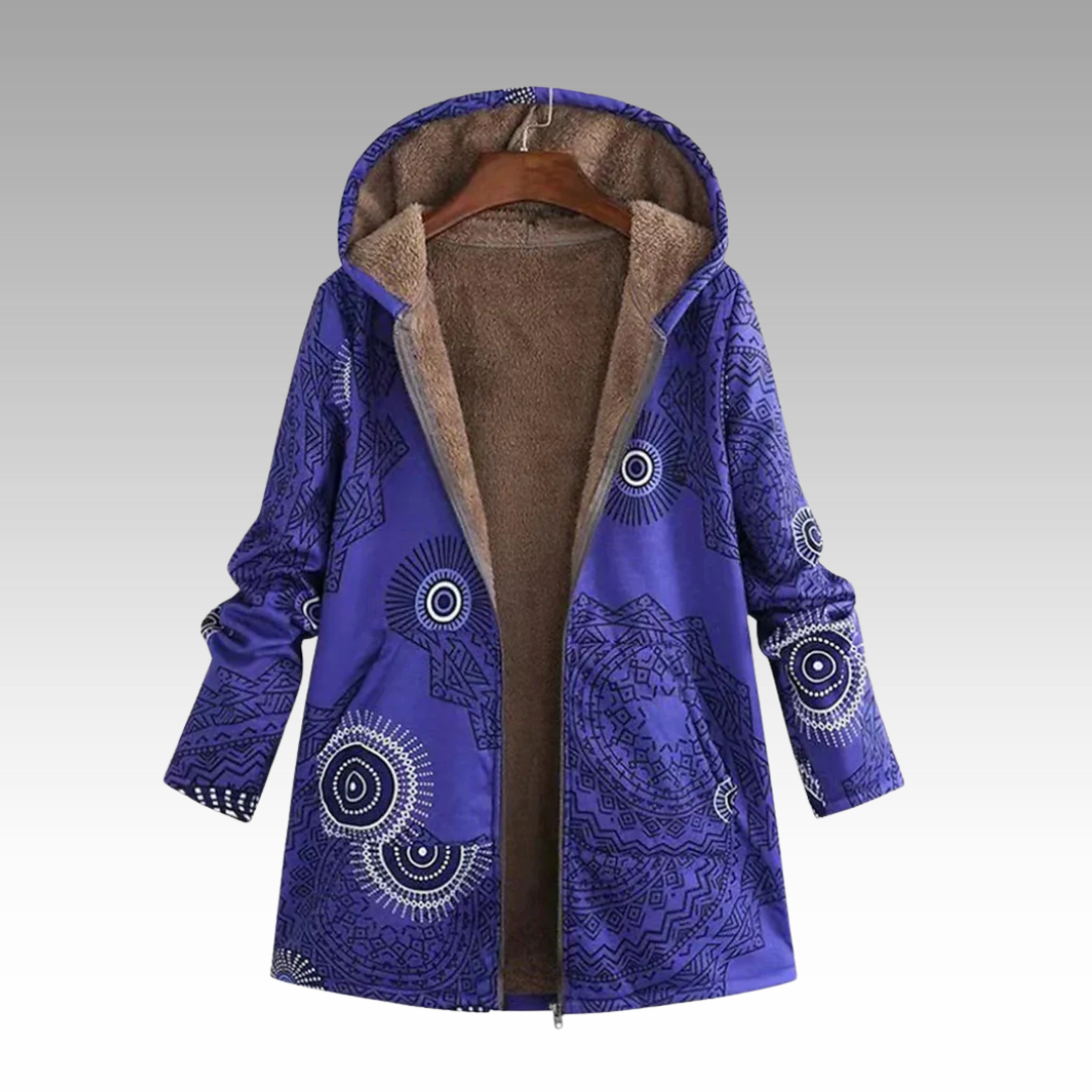 Women's purple boho print hooded jacket