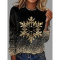 Women's black Christmas sweater with gold snowflake