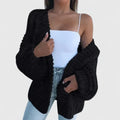 Women's chunky knit open cardigan in black