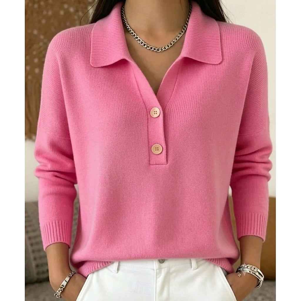Women's pink collared knit sweater