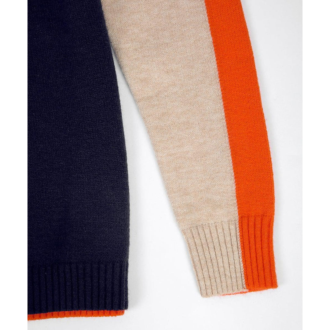 Close-up of the beige and orange striped sleeve