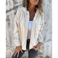 Women's corduroy hooded jacket in white
