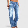 Women's blue distressed loose fit jeans