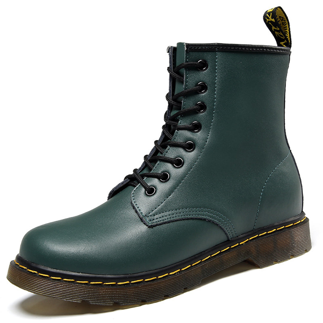Women's green lace-up boot – studio view