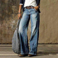 Women's light blue faded wide-leg jeans