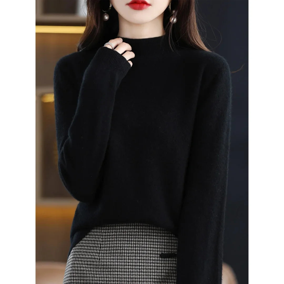 Women's black mock neck sweater