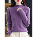 Women's purple fine knit mock neck sweater