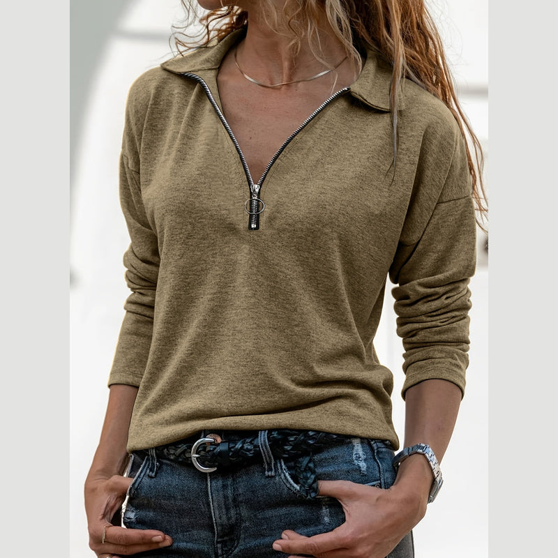 Women's Half-Zip Pullover with Stand Collar for Cosy Days
