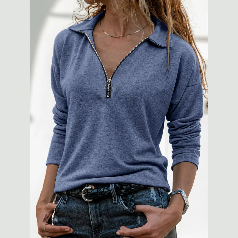 Women's half-zip pullover in navy blue