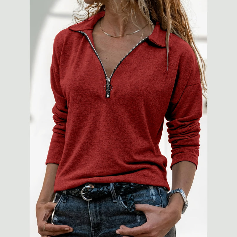 Women's half-zip pullover in burgundy