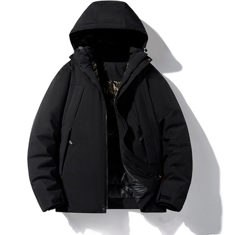 Women's hooded padded ski jacket in black