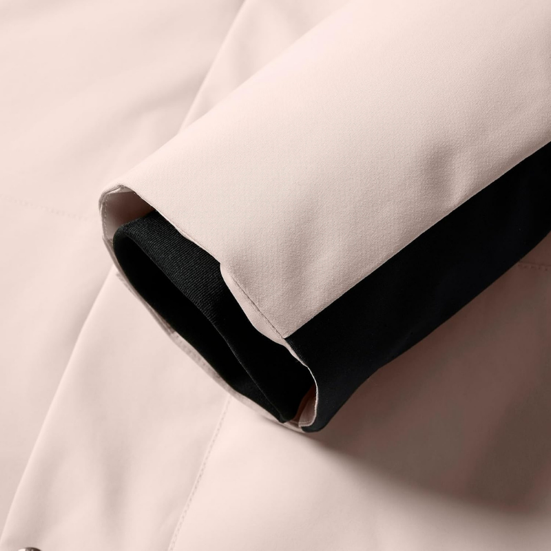 Close-up of the cuff on the pink ski jacket