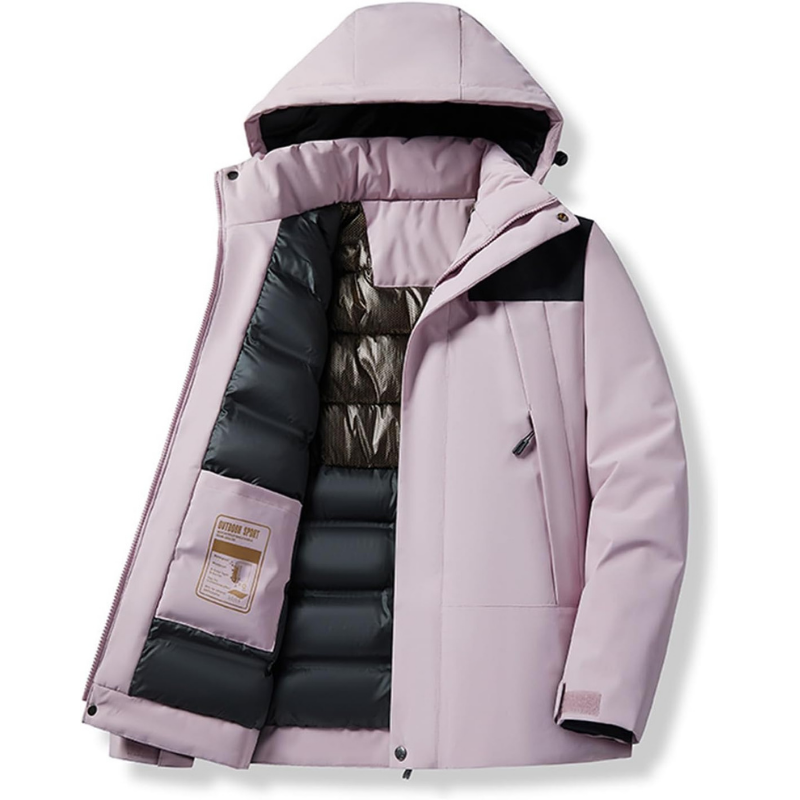Women's purple padded ski jacket – open front