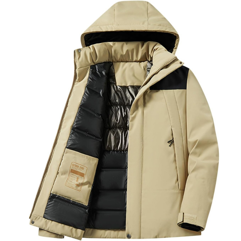 Women's khaki padded ski jacket – open front