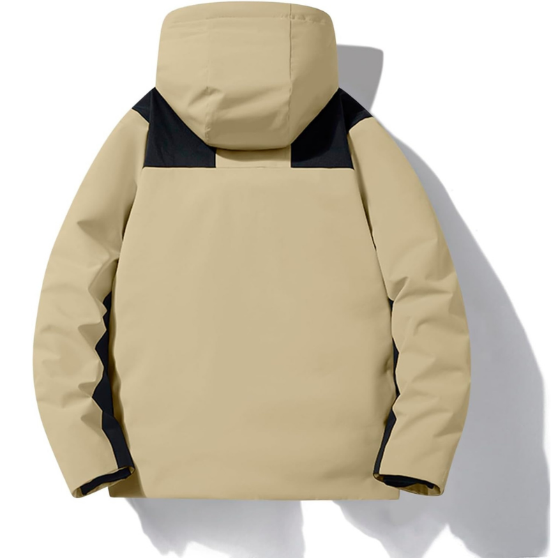 Women's khaki padded ski jacket – back view