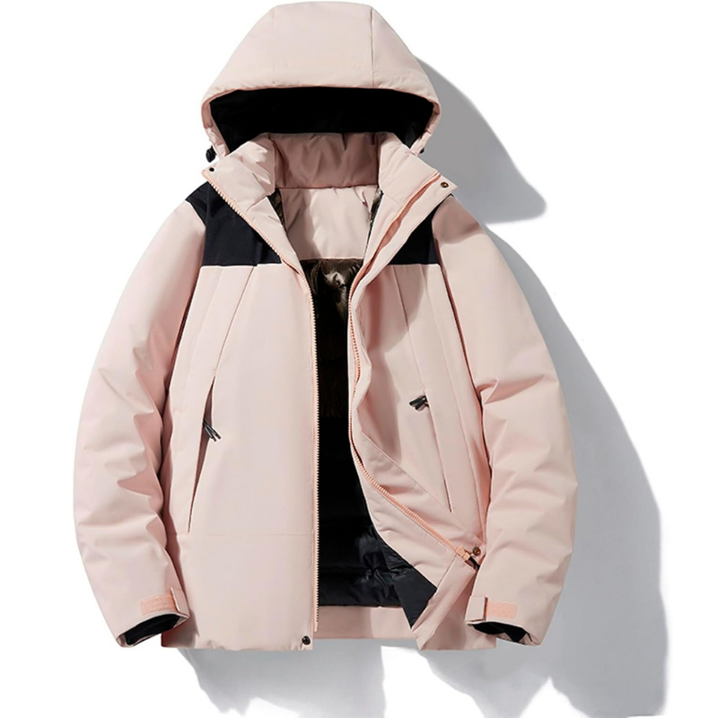 Women's hooded padded ski jacket in pink
