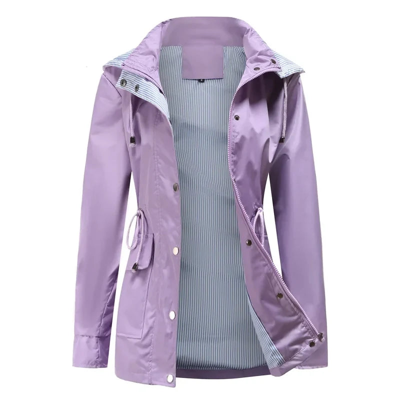 Women's hooded rain jacket in lavender