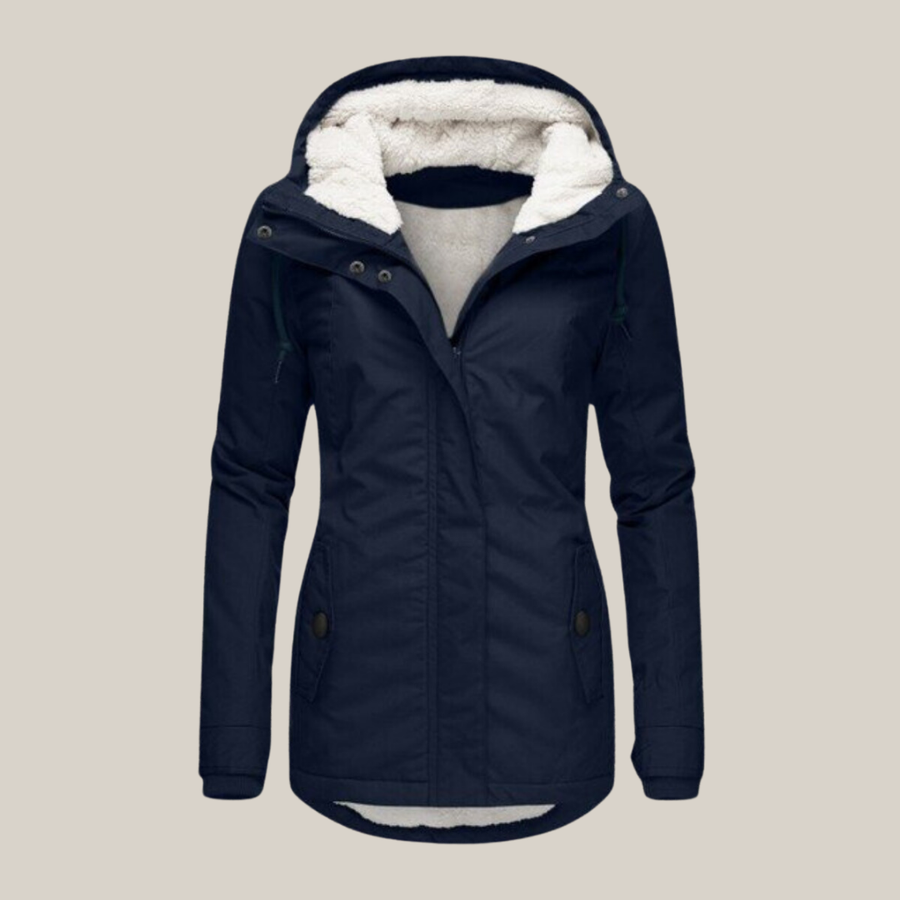 Women's Hooded Winter Jacket with Plush-Lined Hood for Cold Days