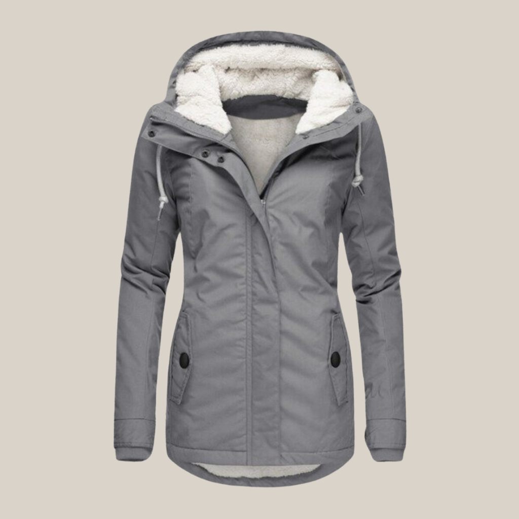 Women's grey hooded winter jacket