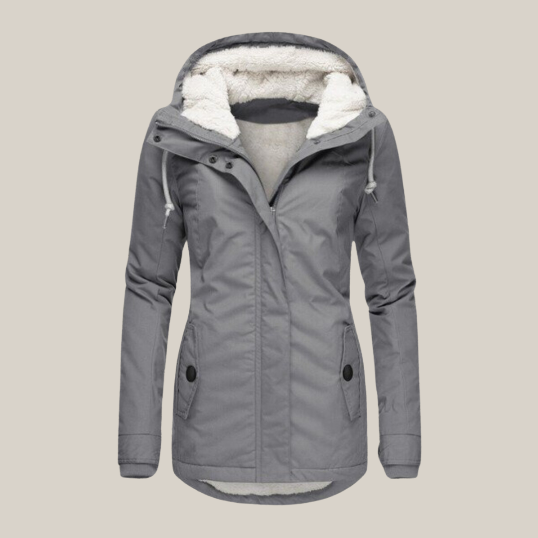 Women's grey hooded winter jacket