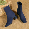 Women's blue knit sock ankle boots