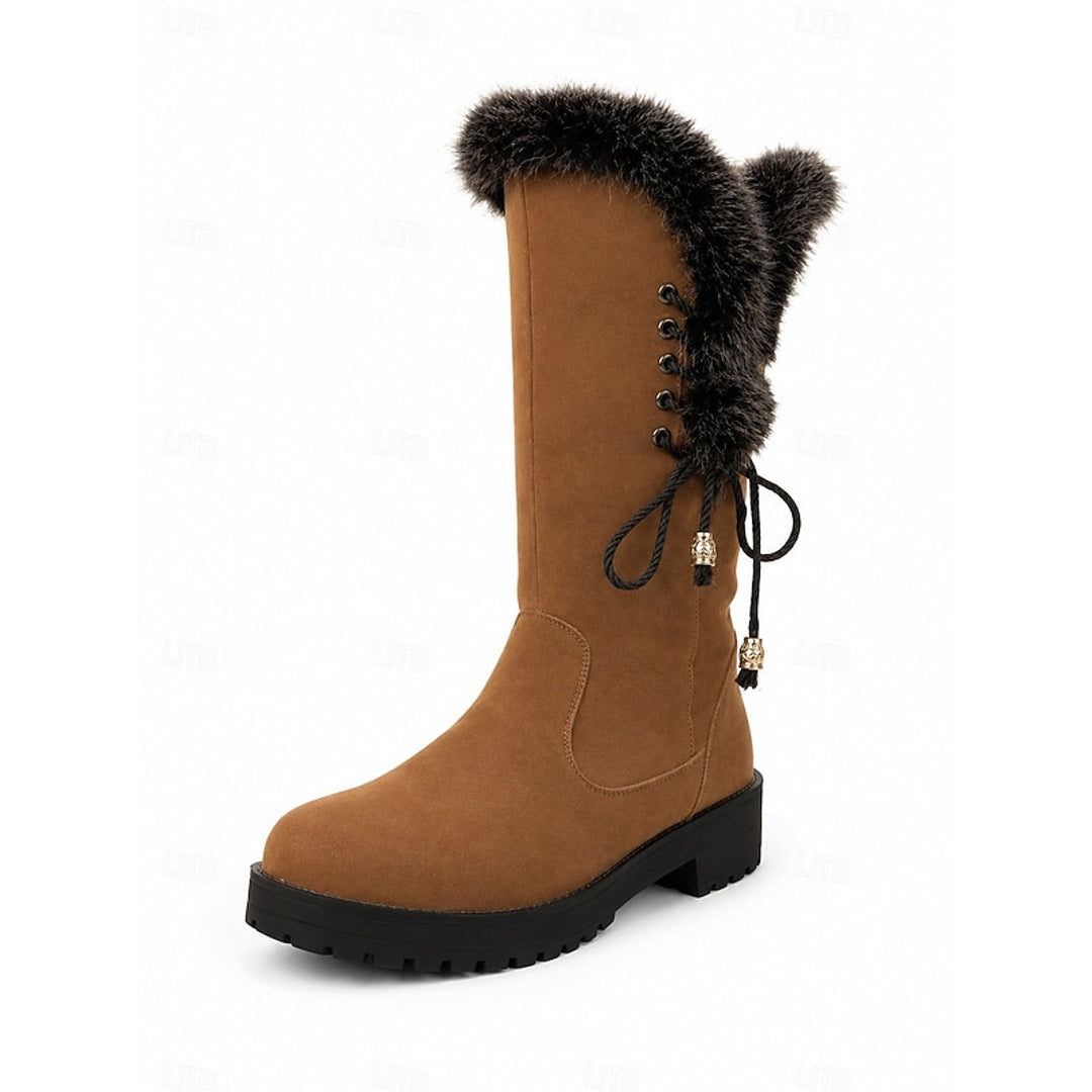 Women's camel winter boot – side view