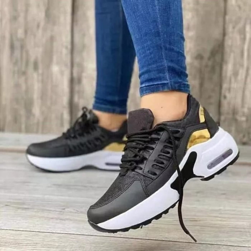 Women's black chunky sole sneakers
