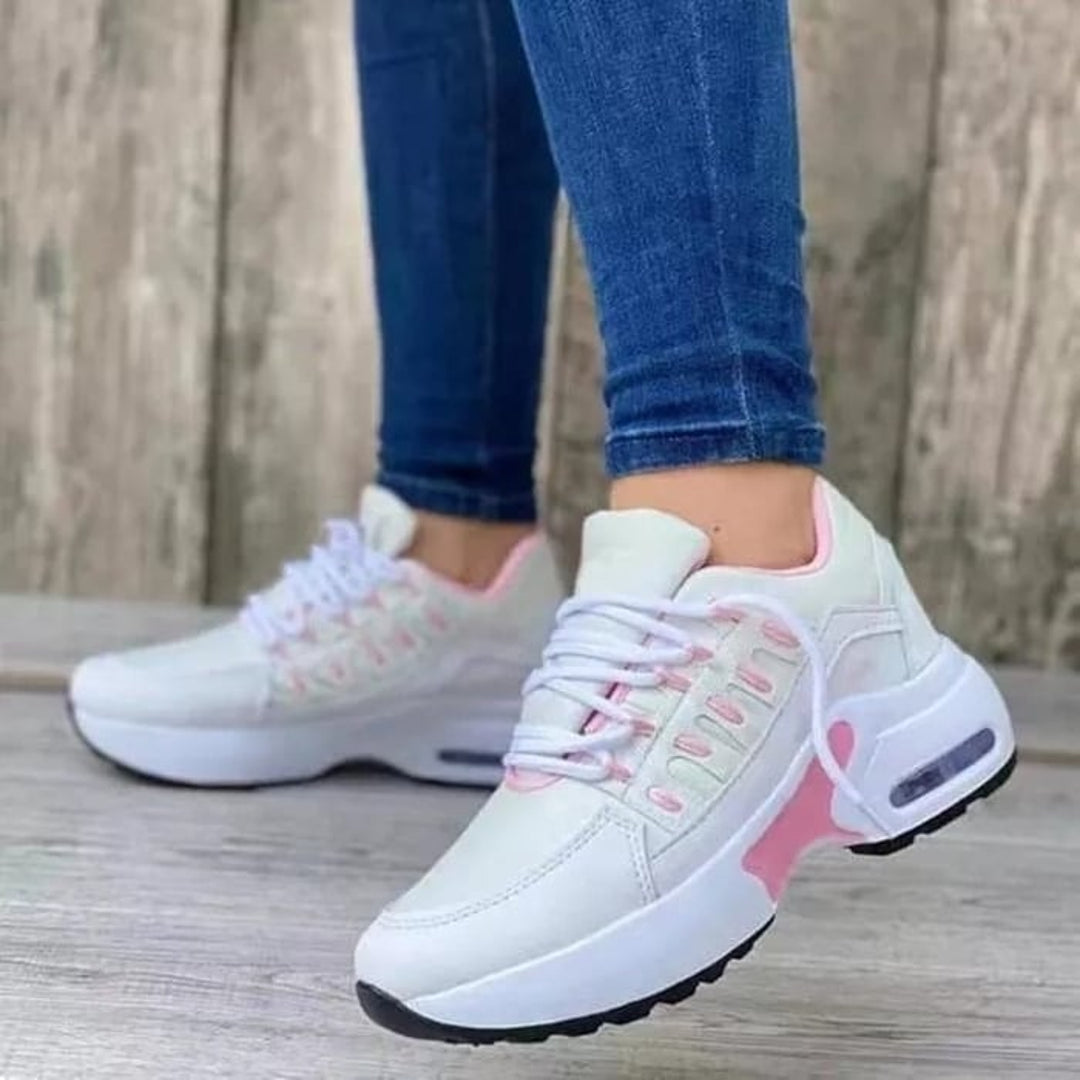 Women's white and pink chunky sneakers