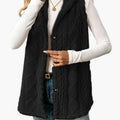 Women's long hooded knit vest in black