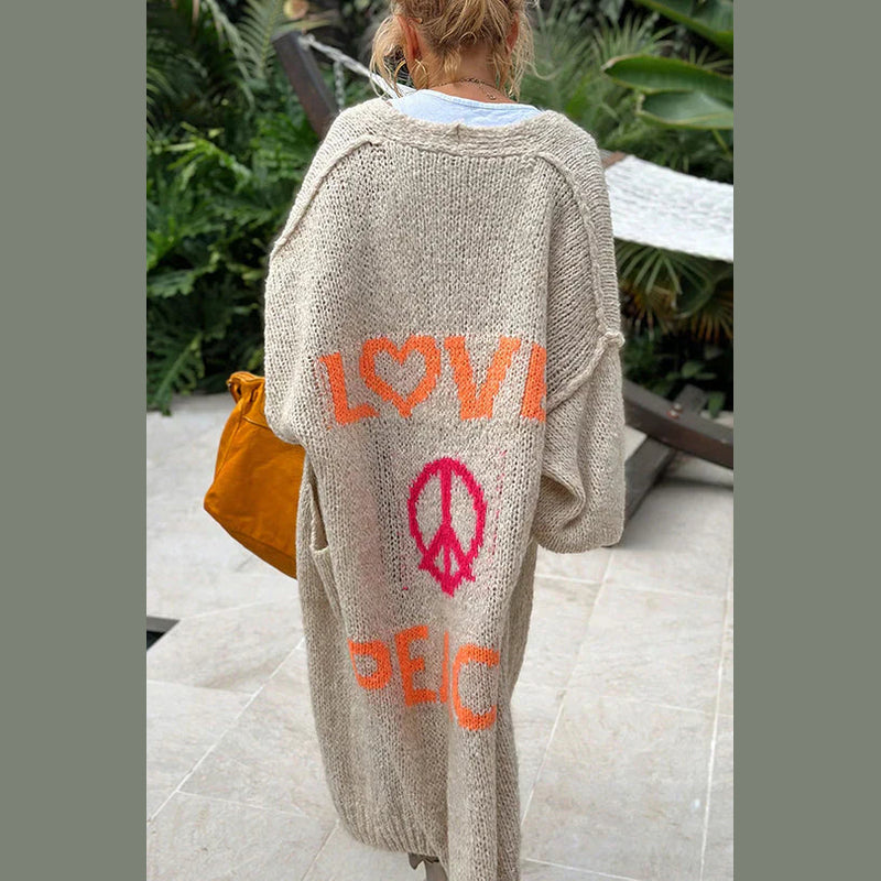 Women's long oversized cardigan in beige
