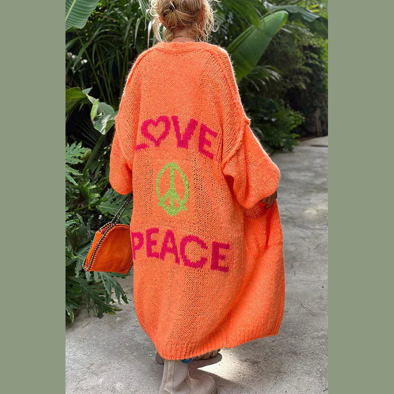 Women's long oversized cardigan in orange