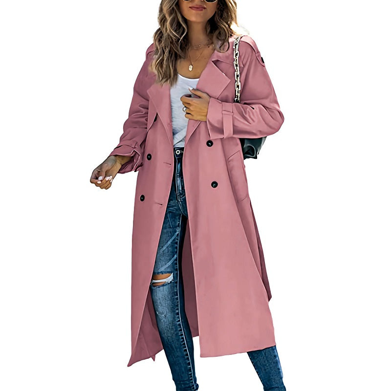 Women's long trench coat in pink