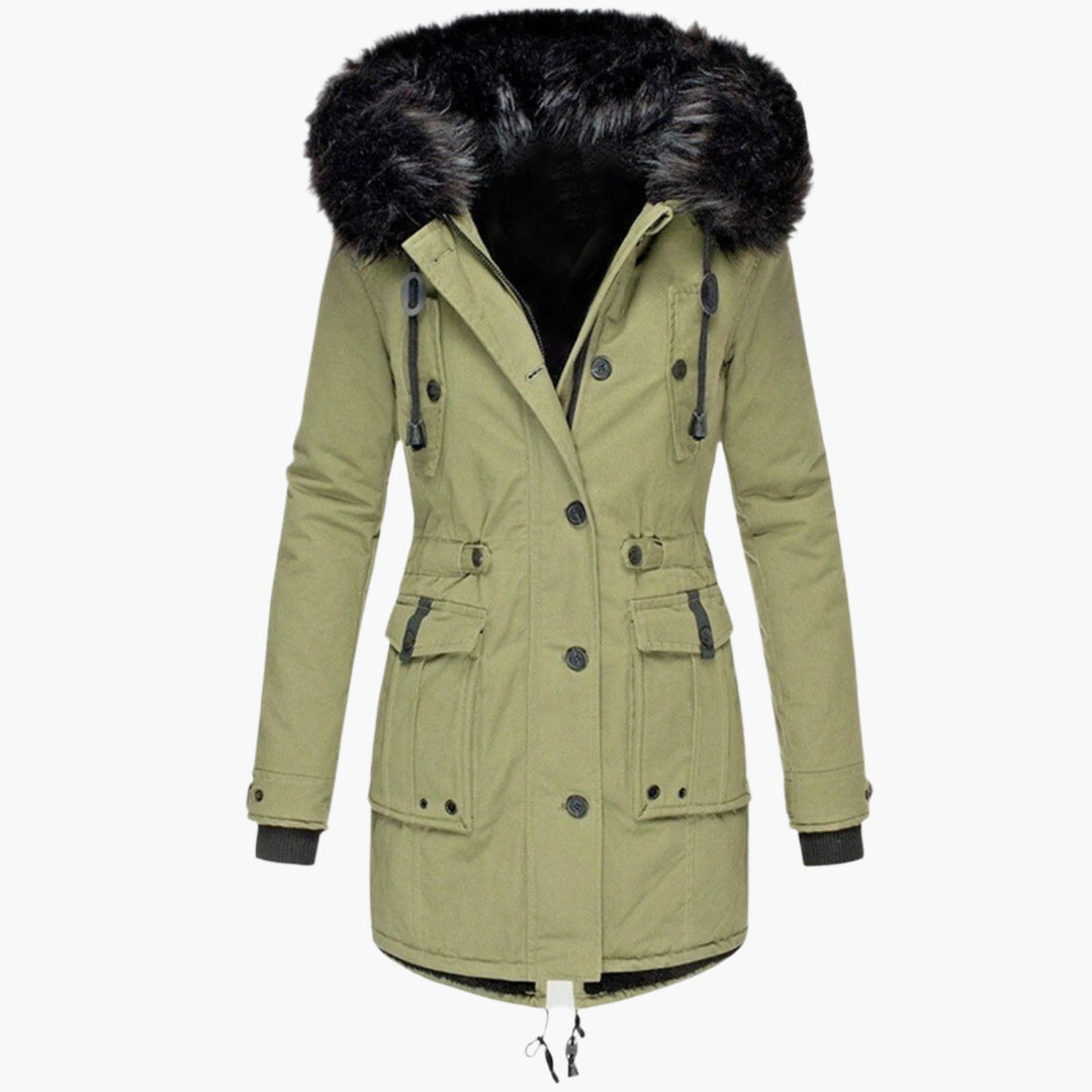 Women's sage green longline winter parka