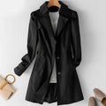 Women's mid-length trench coat in black