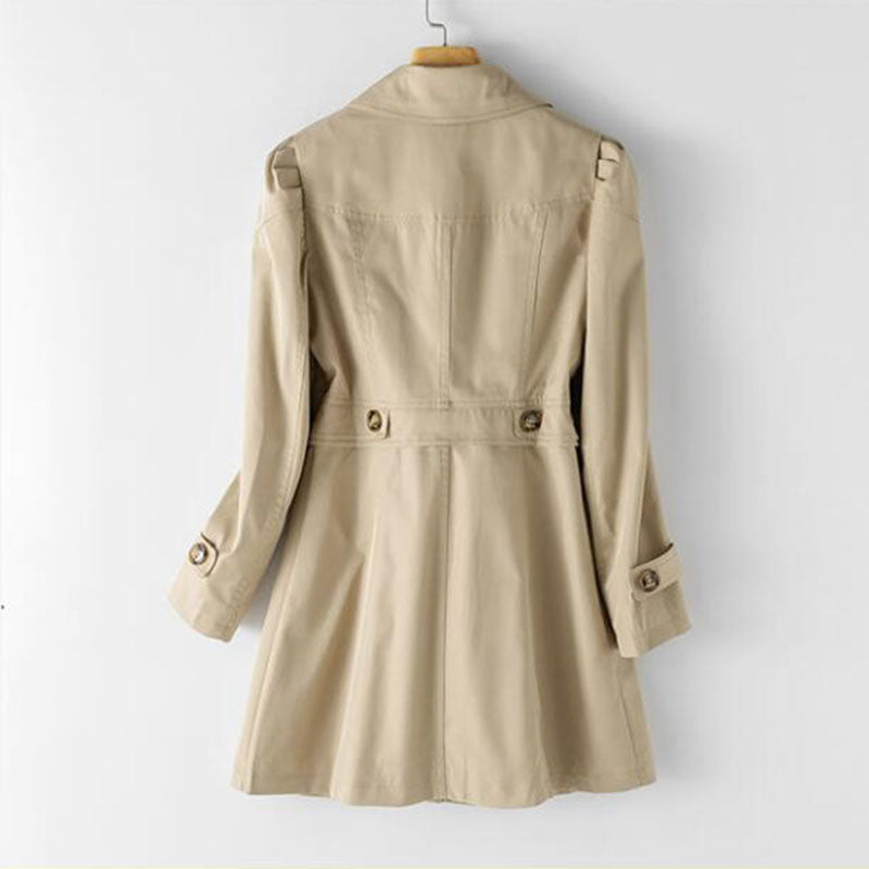 Women's beige trench coat – back view