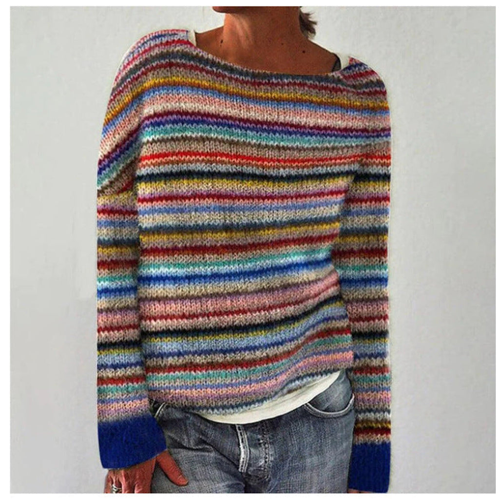 Women's multicolour striped knit sweater