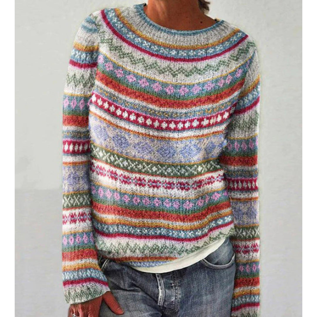 Women's blue multicolour fair isle knit sweater